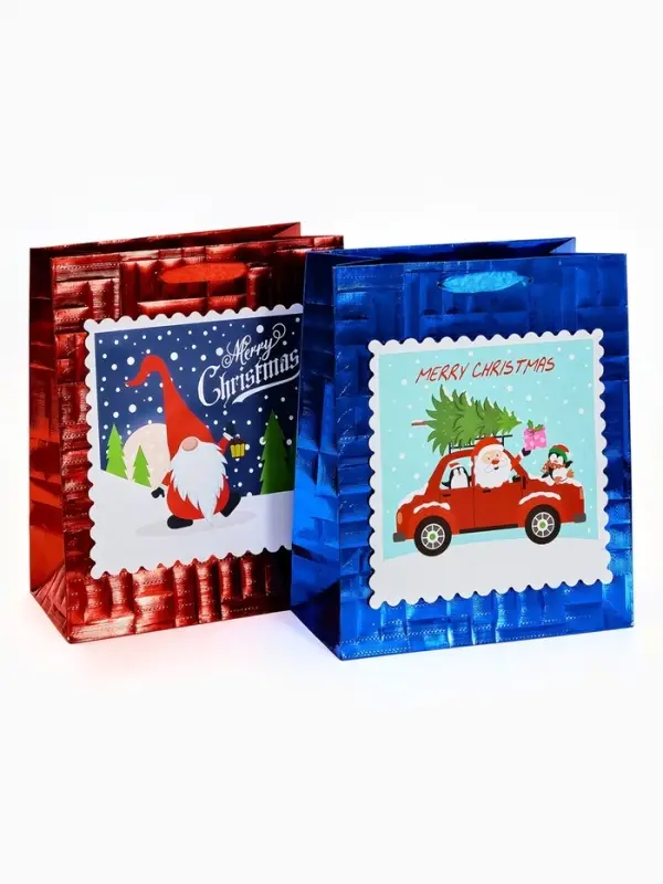 Набор подарочных пакетов 2 шт., металлизированные &laquo;Новый год&raquo;, 25&times;30.5&times;12.5 см
