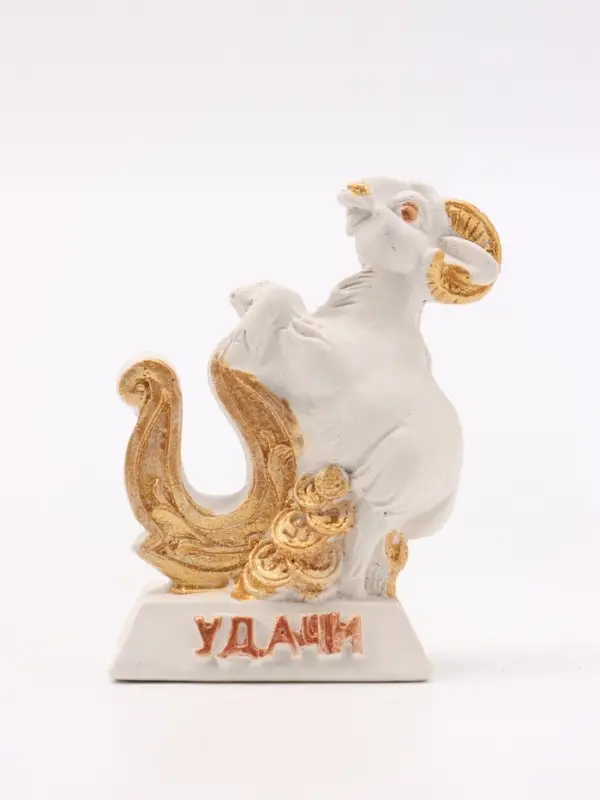 Фигурка декоративная &laquo;Коза с подковой на удачу&raquo;, 6&times;5&times;3 см, белая