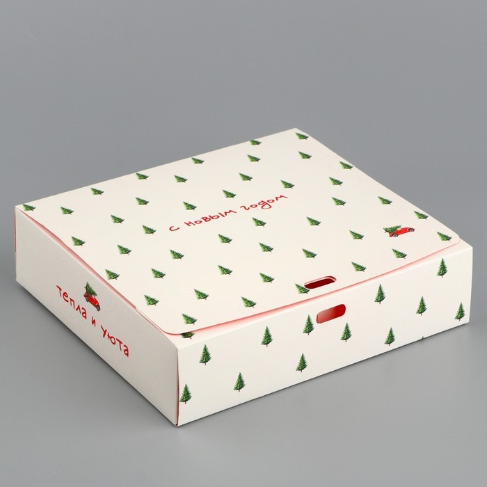 Коробка подарочная новогодняя складная двухсторонняя «С новым годом», 20 х 18 х 5 см, БЕЗ ЛЕНТЫ, Новый год Коробка подарочная новогодняя складная двухсторонняя «С новым годом», 20 х 18 х 5 см, БЕЗ ЛЕНТЫ, Новый год