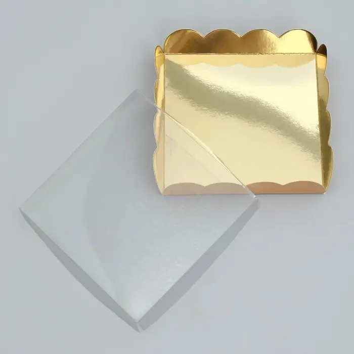 Коробка для печенья, кондитерская упаковка с PVC крышкой, «Игристая», 13 х 13 х 3 см Коробка для печенья, кондитерская упаковка с PVC крышкой, «Игристая», 13 х 13 х 3 см