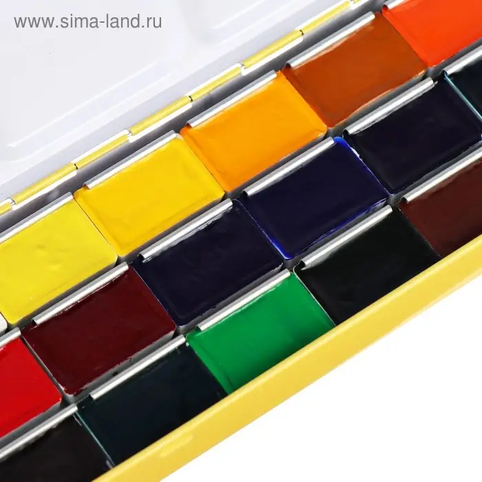 Акварель художественная в кюветах, 21 цвет &times; 2.5 мл, ЗХК &laquo;Сонет&raquo;, в металлическом пенале