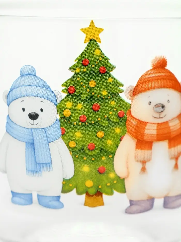 Кружка стеклянная новогодняя &laquo;Мишки в лесу&raquo;, 500 мл