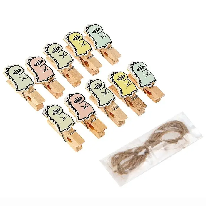 Прищепки декоративные с верёвкой для подвеса «Дракоши» набор 10 шт., 1,5 × 12 × 14 см