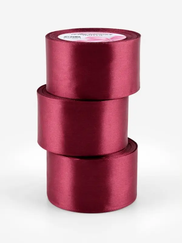 Атласная лента, набор 3 шт., 50 мм, 23&plusmn;1 м, бордовая №48