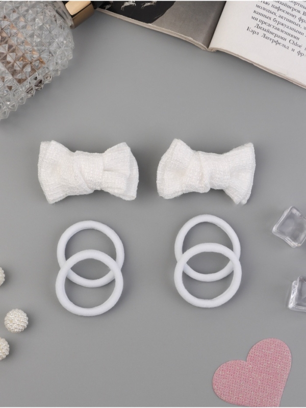 Набор для волос Набор для волос "Школьница галант" (4 резинки 3,5 см, 2 зажима 6 см) элит, белый