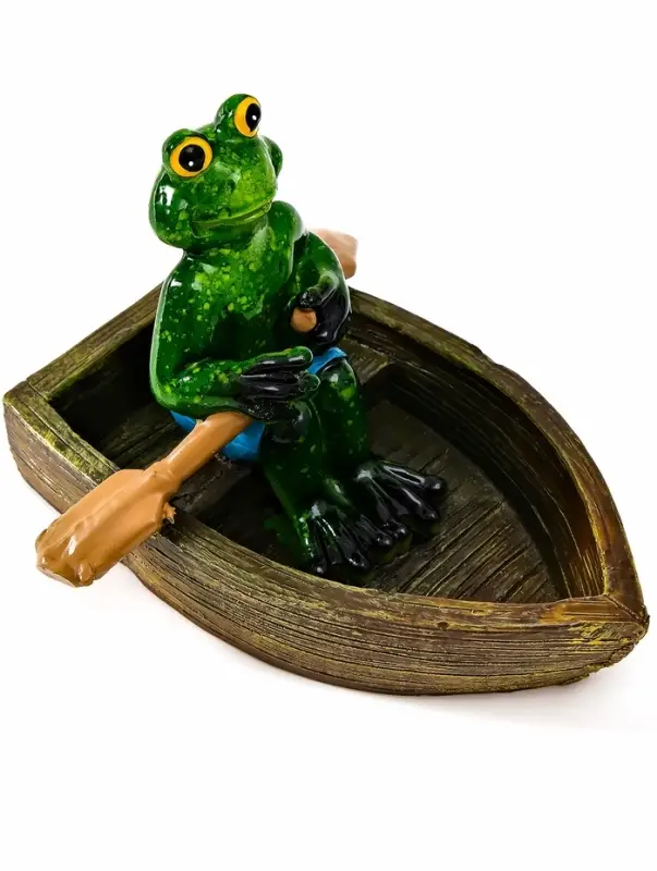 Садовая фигура из полистоуна &laquo;Лягушка в лодке&raquo;, 14&times;13&times;9.5 см, плавающая