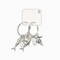 Серьги "Морской мир", с подвесками, цвет белый в серебре