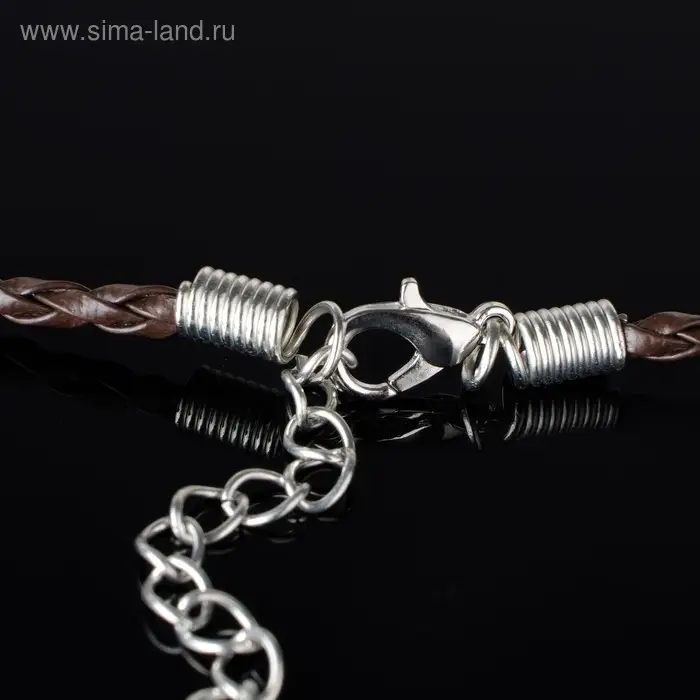 Шнурок вощёный кожаный d=3 мм, L=45 см, коричневый, косичка Шнурок вощёный кожаный d=3 мм, L=45 см, коричневый, косичка