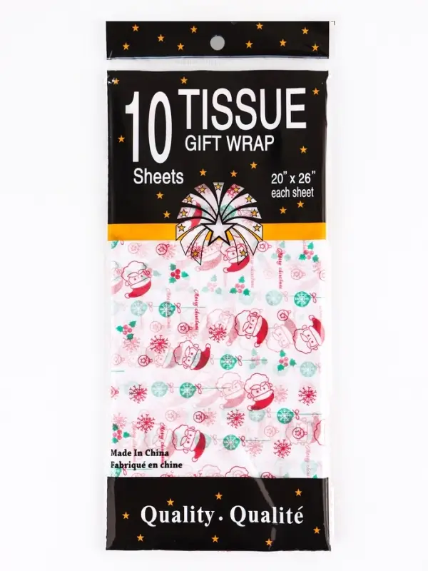 Бумага упаковочная тишью "Дед Мороз!", белая, 50 х 66 см