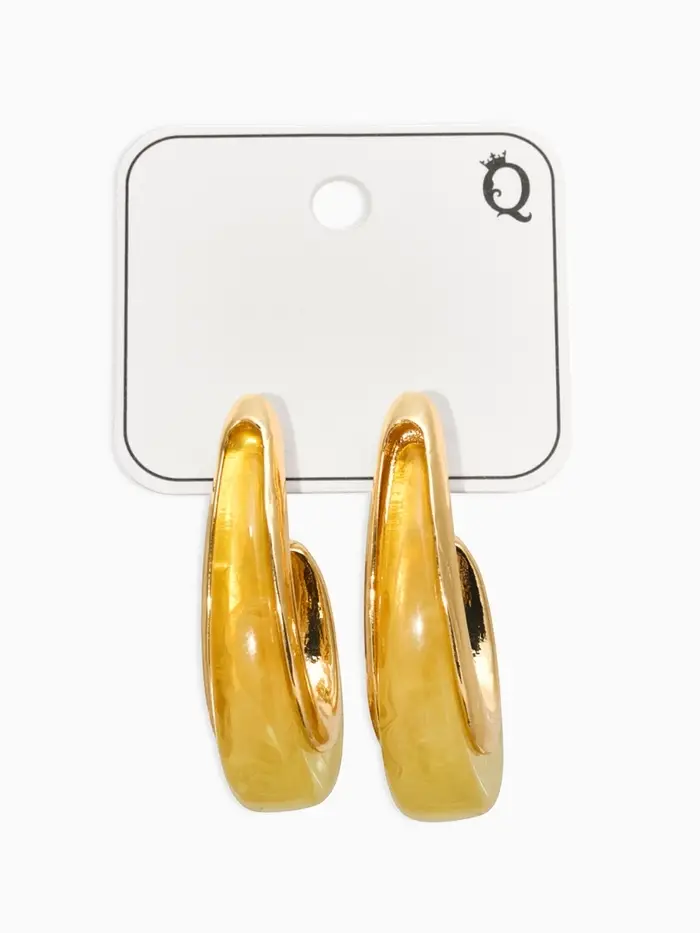 Серьги акрил "Петля", цвет зелёный в золоте