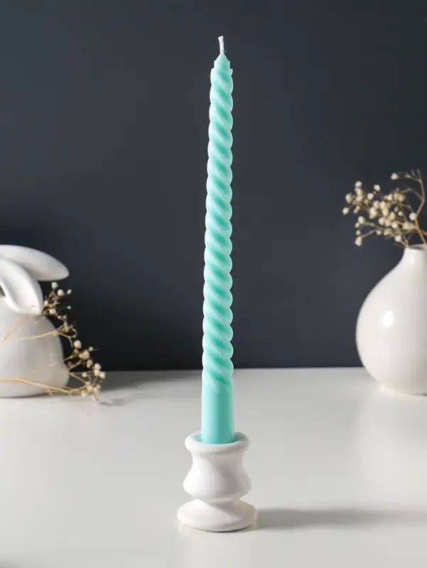 Свеча витая 25 см, 57 г, 5 ч, мятный