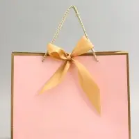 Пакет подарочный, розовый , с бантом, 32 х 25 х 11 см