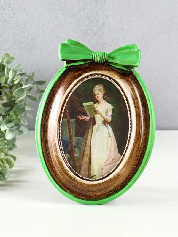 Фоторамка полистоун 14х18,5 см "Зелёный бант" под дерево 22,5х17х3 см