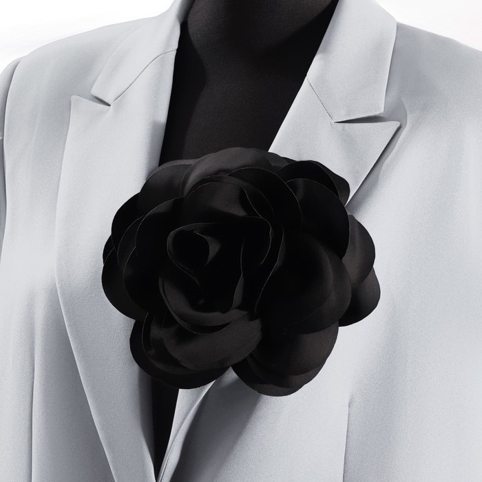 Брошь текстильная «Цветок» камелия, цвет чёрный Брошь текстильная «Цветок» камелия, цвет чёрный