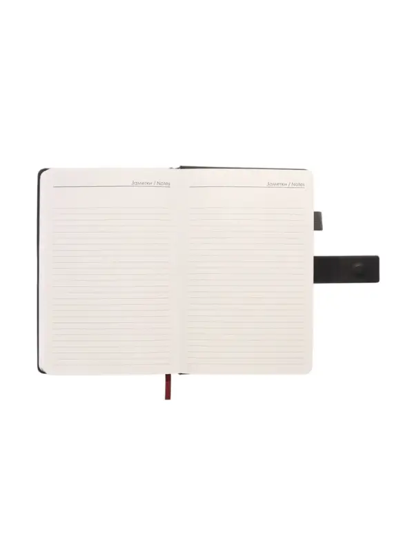 Ежедневник недатированный формат А5, с хлястиком, 128л, линия, пвх, Черный Ежедневник недатированный формат А5, с хлястиком, 128л, линия, пвх, Черный