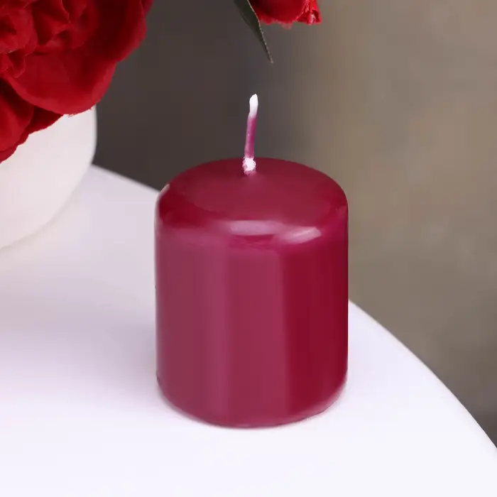 Свеча - цилиндр, 4х5см, 7 ч, 47 г, бордовая