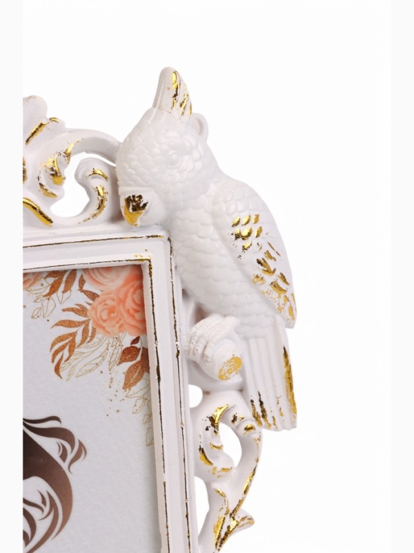 Фоторамка "Попугаи"10х15см/20х3х25см, белый с позолотой