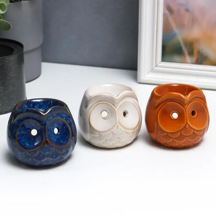 Аромалампа для эфирных масел &laquo;Совёнок&raquo;, керамика под шамот, 6.7&times;7.5&times;7.5 см, МИКС