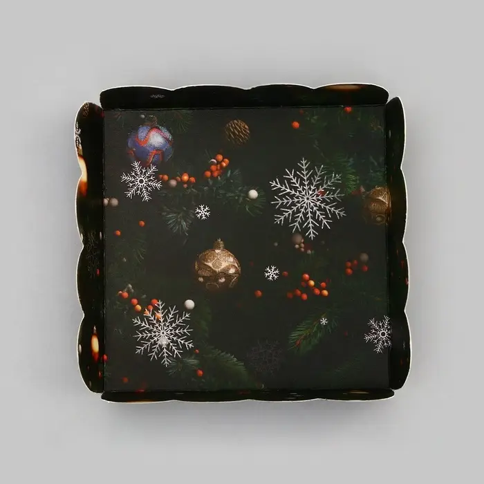 Коробка для печенья, кондитерская новогодняя упаковка, «Исполнения желаний», 9×9×3 см Коробка для печенья, кондитерская новогодняя упаковка, «Исполнения желаний», 9×9×3 см