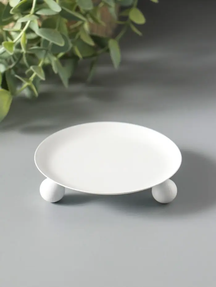 Подсвечник "Чашка на шариках" на 1 свечу, 9 см, белый