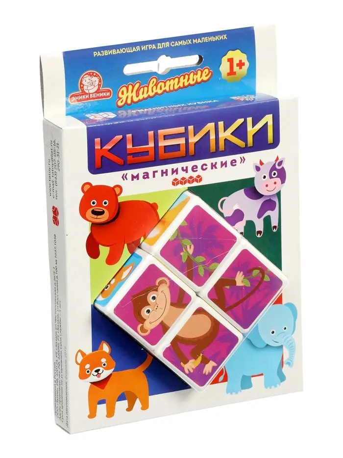 Кубики магнические "Животные" (тип 2) 1192
