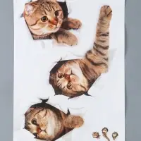 Наклейка интерьерная 3D на стену TAKE IT EASY &laquo;Три котика&raquo;, 60&times;40 см, детская, влагостойкая, ПВХ