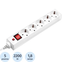 Сетевой фильтр Buro 500SH-1.8-UPS-W 1.8м (5 розеток) белый (коробка)