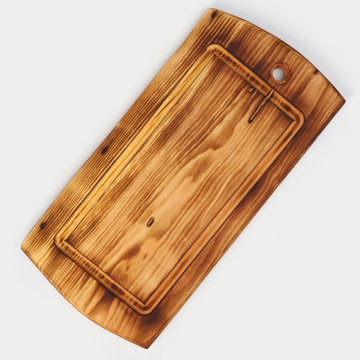 Доска разделочная в обжиге с кровостоком Wild Kitchen, 50×20-25×2,5 см, цельный массив кедра Доска разделочная в обжиге с кровостоком Wild Kitchen, 50×20-25×2,5 см, цельный массив кедра