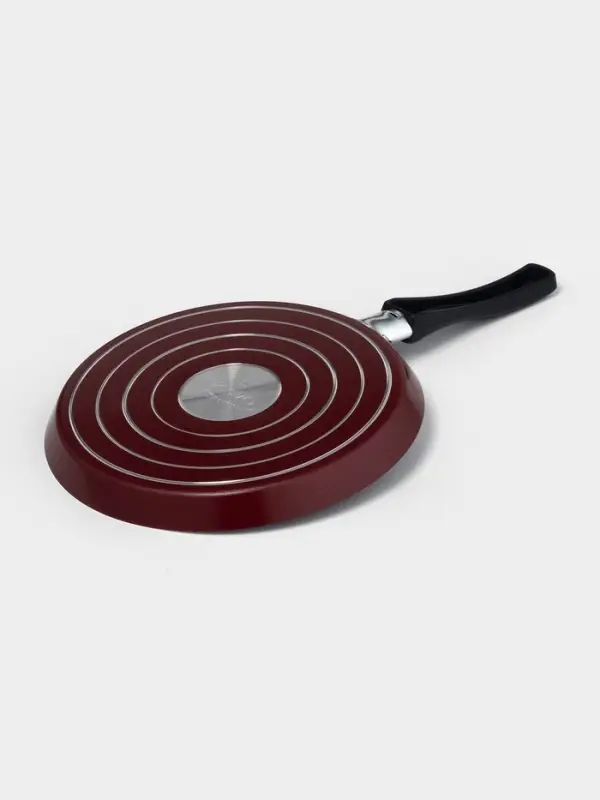 Сковорода блинная &laquo;Эксперт&raquo;, d=22 см, пластиковая ручка, антипригарное покрытие, алюминий, бордовая