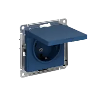 ATLASDESIGN РОЗЕТКА с заземл. со шторк. с крышкой, 16А, IP20, механизм, АКВАМАРИН