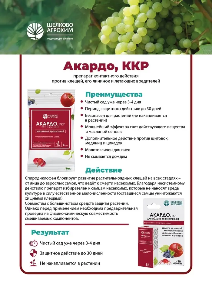 Инсектоакарицид от клещей и других вредителей &laquo;Акардо, ККР&raquo; 12 мл