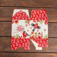 Коробка складная, подарочная новогодняя "Снегирь" 12 х 12 х 12 см. Коробка складная, подарочная новогодняя "Снегирь" 12 х 12 х 12 см.