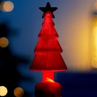 Светодиодная фигура &laquo;Ёлочка бархатная красная&raquo;, 1 LED, 15&times;6 см, от батареек 3xAG13, свечение тёплое белое