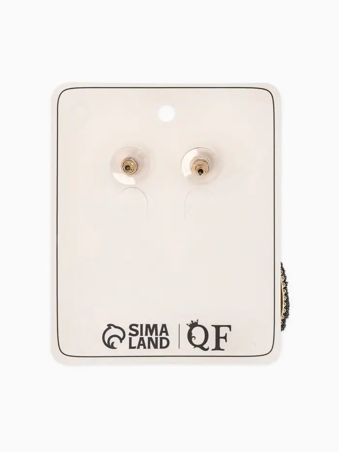 Серьги "Сияние вечера" овал двойной, цвет серый в золоте