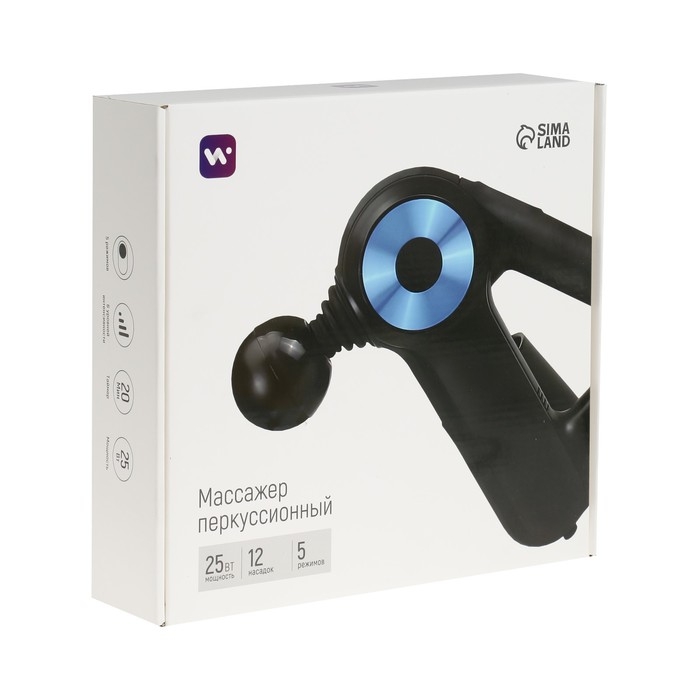 Массажёр для тела Windigo LEM-11, перкуссионный, 25 Вт, 12 насадок, 5 режимов, черный Массажёр для тела Windigo LEM-11, перкуссионный, 25 Вт, 12 насадок, 5 режимов, черный