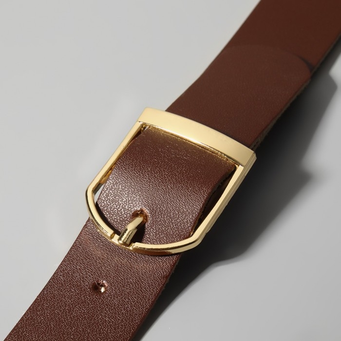 Ручка для сумки из натуральной кожи, регулируемая, с карабинами, 60 ± 2 см × 2,5 см, цвет коричневый/золотой Ручка для сумки из натуральной кожи, регулируемая, с карабинами, 60 ± 2 см × 2,5 см, цвет коричневый/золотой