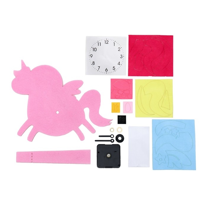 Часы настольные DIY Часы настольные DIY "Единорог из фетра" детские, набор для творчества, 23 х 21 см, АА