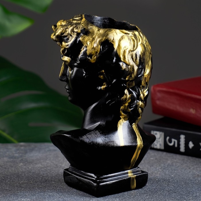 Кашпо - органайзер  Кашпо - органайзер "Бюст Давида" черный, 17х9х10см