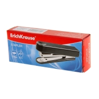 Степлер ErichKrause № 10, до 15 листов, встроенный антистеплер, вмещает до 50 скоб, глубина закладки бумаги до 51 мм, микс