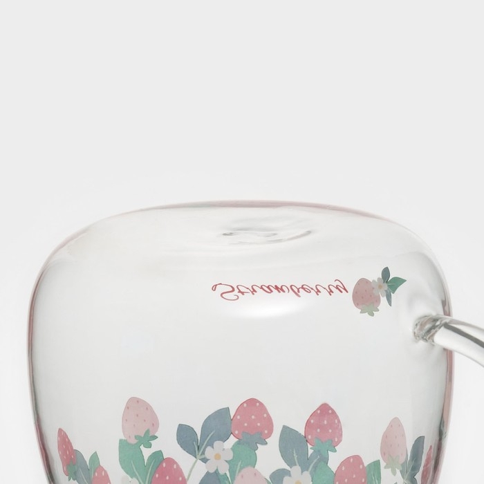 Кружка стеклянная с керамической крышкой и ложкой «Ягодка», 500 мл Кружка стеклянная с керамической крышкой и ложкой «Ягодка», 500 мл