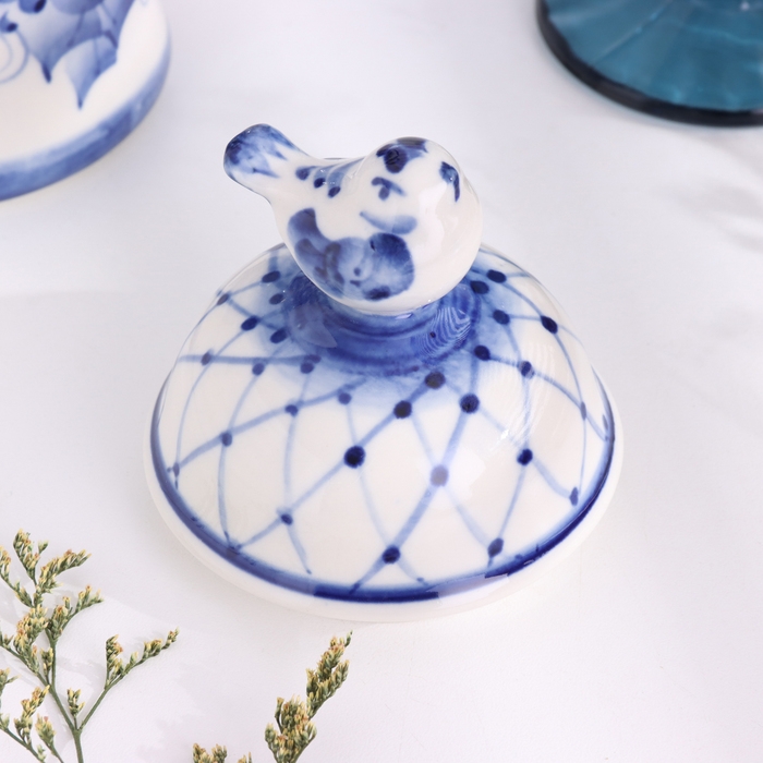 Сахарница Сахарница "Воробей", 16 х 21 см, гжель