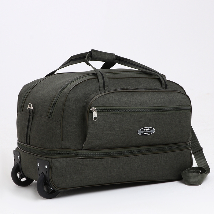 Сумка дорожная на колёсах, отдел на молнии, с увеличением, наружный карман, цвет хаки Сумка дорожная на колёсах, отдел на молнии, с увеличением, наружный карман, цвет хаки