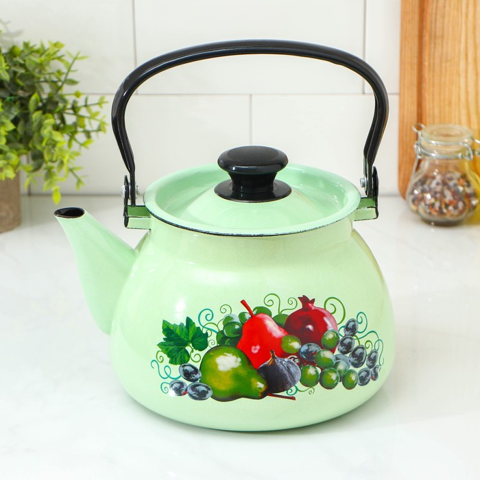 Чайник сферический, 3 л, индукция, деколь МИКС, цвет салатовый Чайник сферический, 3 л, индукция, деколь МИКС, цвет салатовый