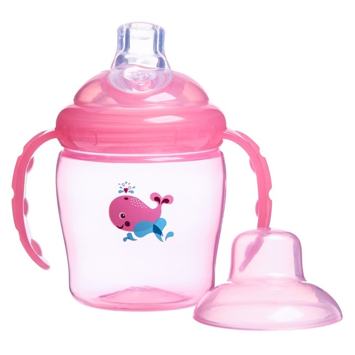 Поильник - непроливайка детский с мягким носиком, 250 мл., с ручками, цвет розовый Поильник - непроливайка детский с мягким носиком, 250 мл., с ручками, цвет розовый
