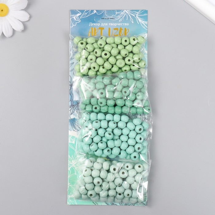 Набор бусины для творчества дерево Набор бусины для творчества дерево "Мята" d-0,8 см, 4 цвета х 15 гр