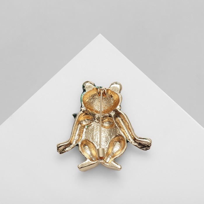 Брошь «Лягушонок» с бантом, цвет зелёный в золоте Брошь «Лягушонок» с бантом, цвет зелёный в золоте