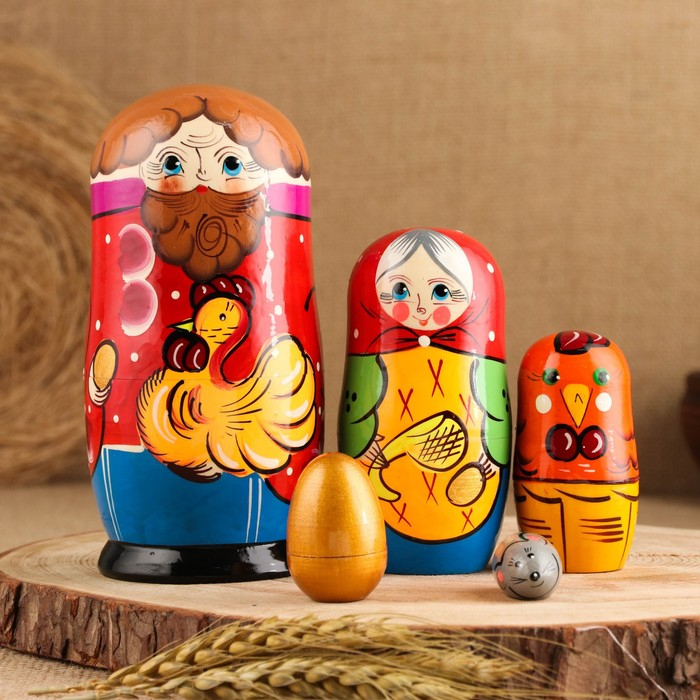 Матрёшка «Курочка Ряба», сюжетная, 5 кукольная, 13,5 - 15 см., микс Матрёшка «Курочка Ряба», сюжетная, 5 кукольная, 13,5 - 15 см., микс