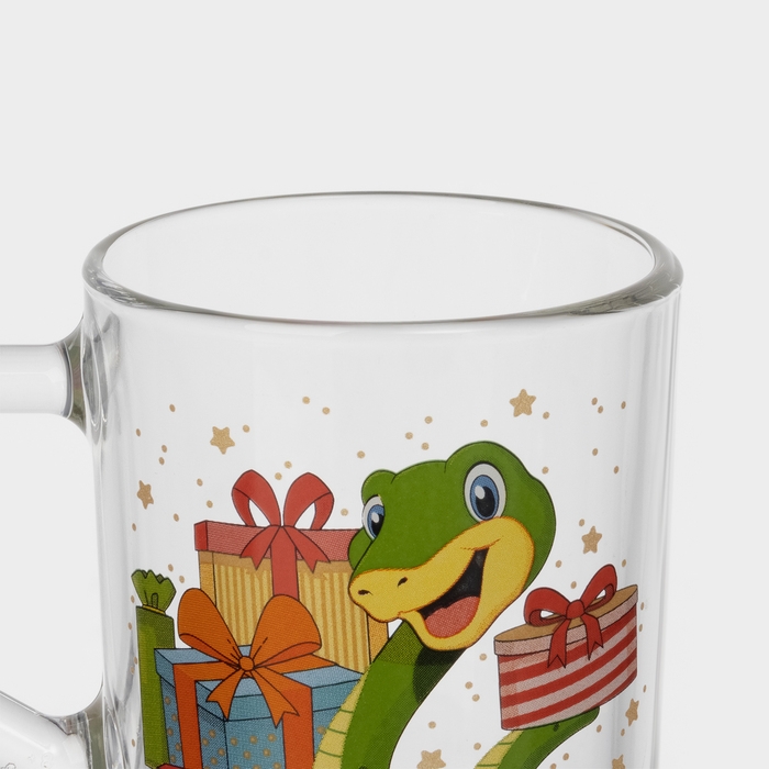 Кружка стеклянная чайная «Новогодние змейки», 200 мл, МИКС