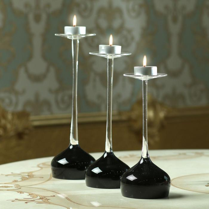 Подсвечник стекло набор 3 шт Подсвечник стекло набор 3 шт "Вселенная" высота 26см, 23 см, 20 см