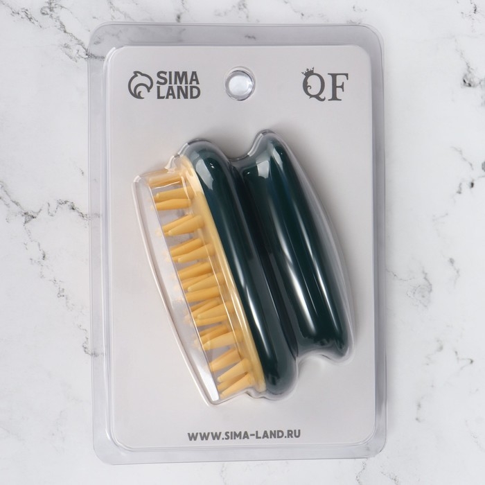 Щётка - массажёр для мытья головы, 10 × 6 × 6,2 см, в блистере, цвет МИКС